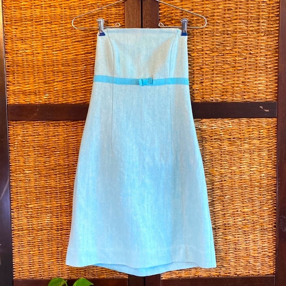 Lilly Pulitzer Sz 4 Light blue and cream strapless wool dress - Picture 1 of 7